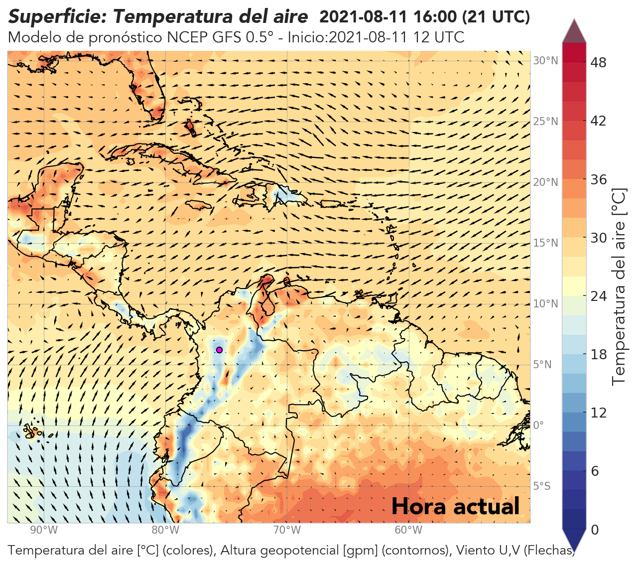 GFS 0.5° 12 UTC: Temperatura a 2 metros