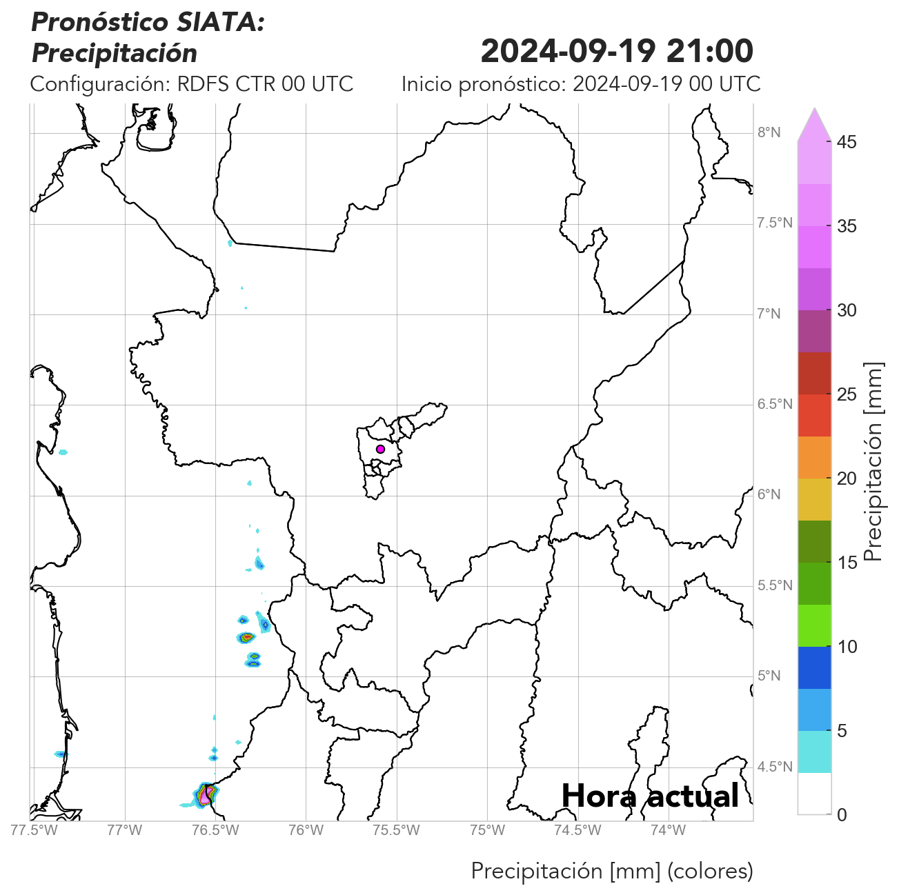 RDFS CTR (Ejecución sin asimilación de datos) 00 UTC: Precipitación