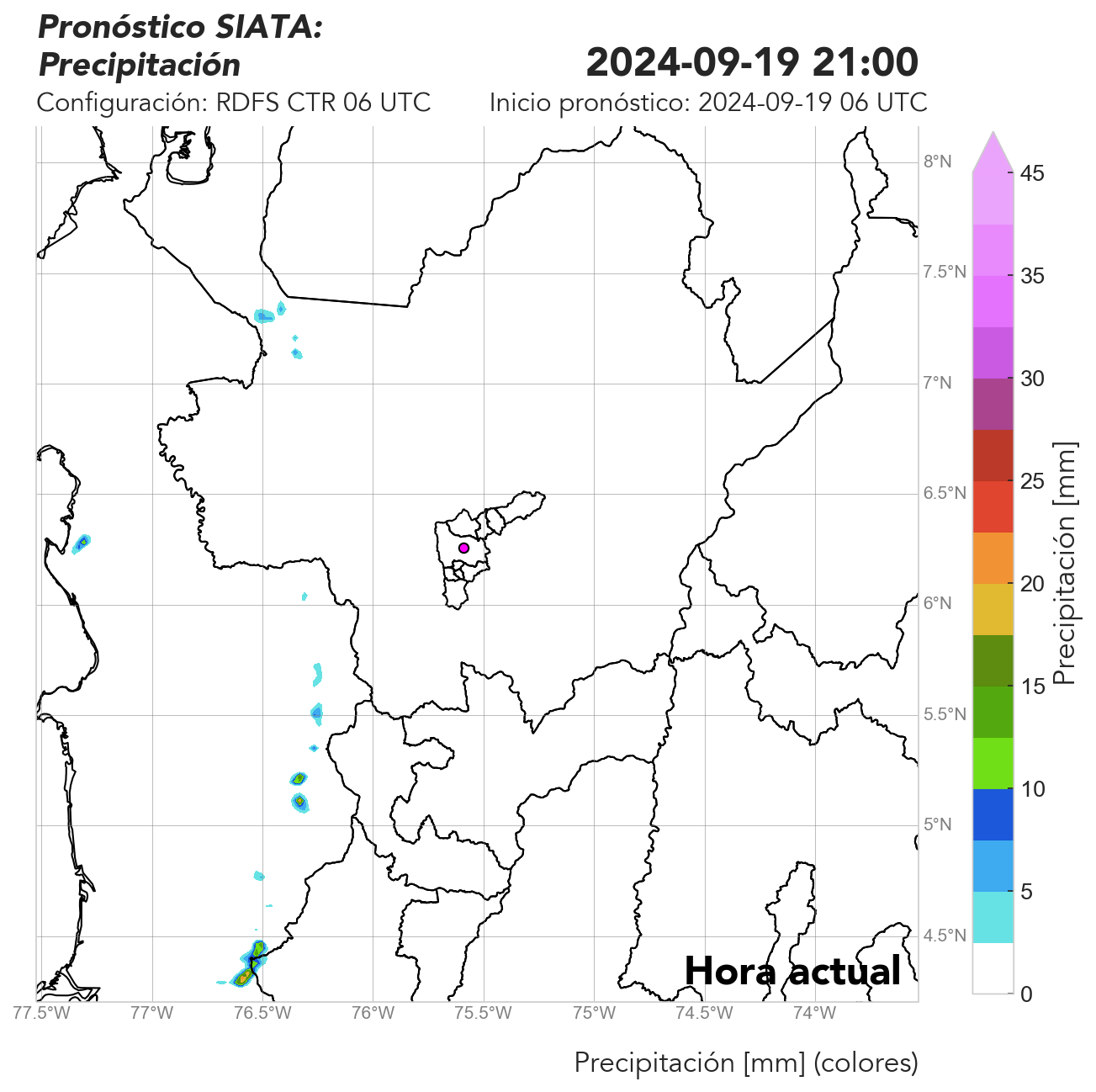 RDFS CTR (Ejecución sin asimilación de datos) 06 UTC: Precipitación