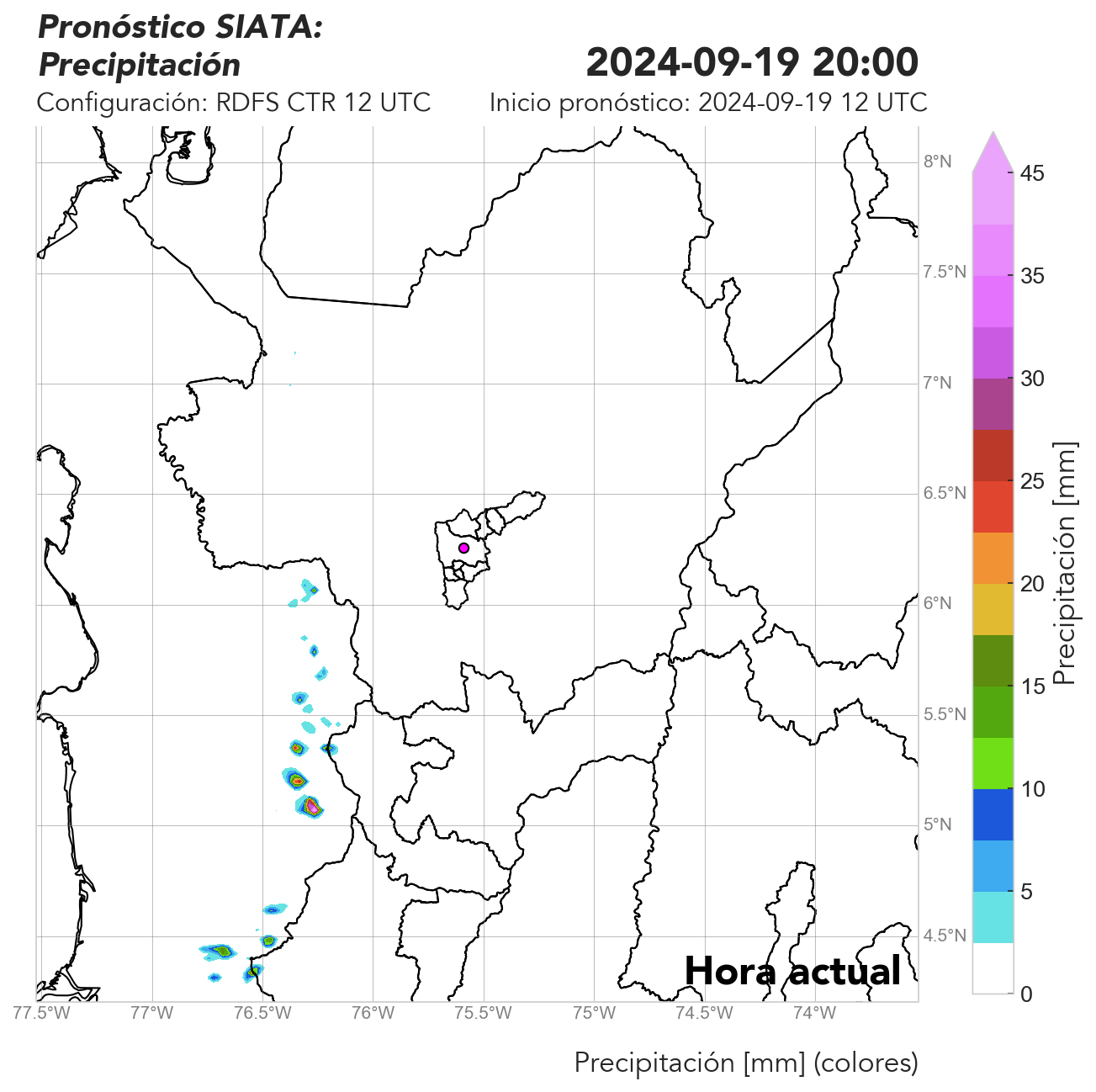 RDFS CTR (Ejecución sin asimilación de datos) 12 UTC: Precipitación