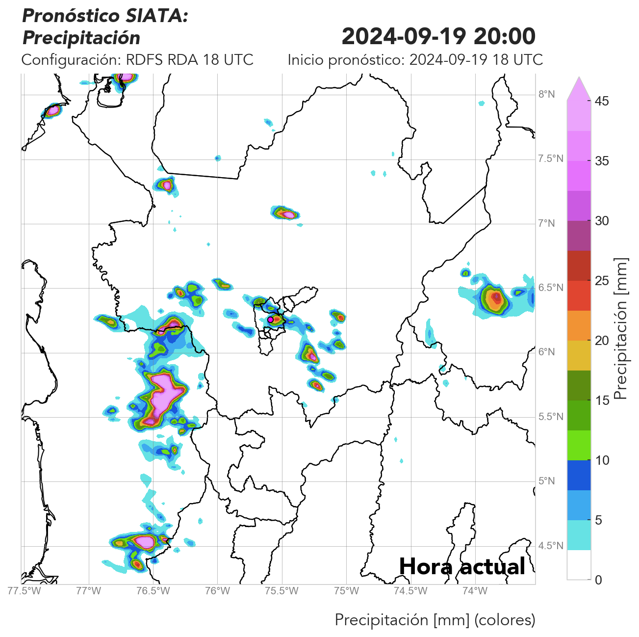 RDFS RDA (Ejecución con asimilación de datos) 18 UTC: Precipitación