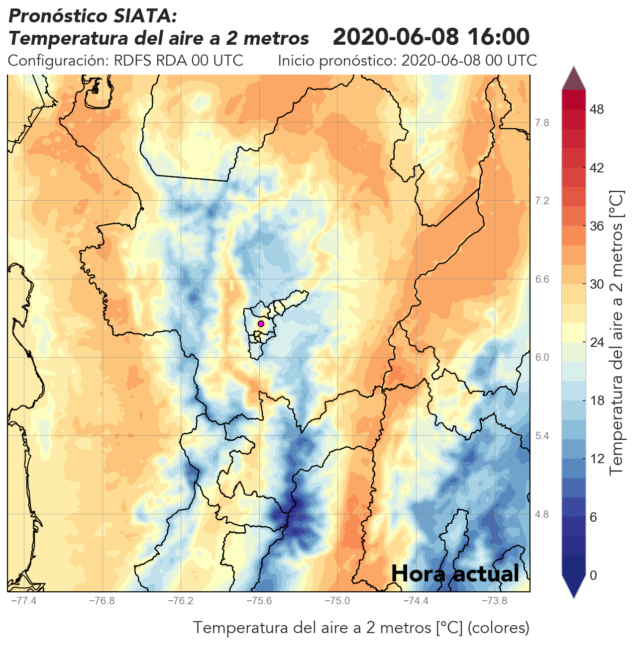 RDFS RDA (Ejecución con asimilación de datos) 00 UTC: Temperatura a 2 metros
