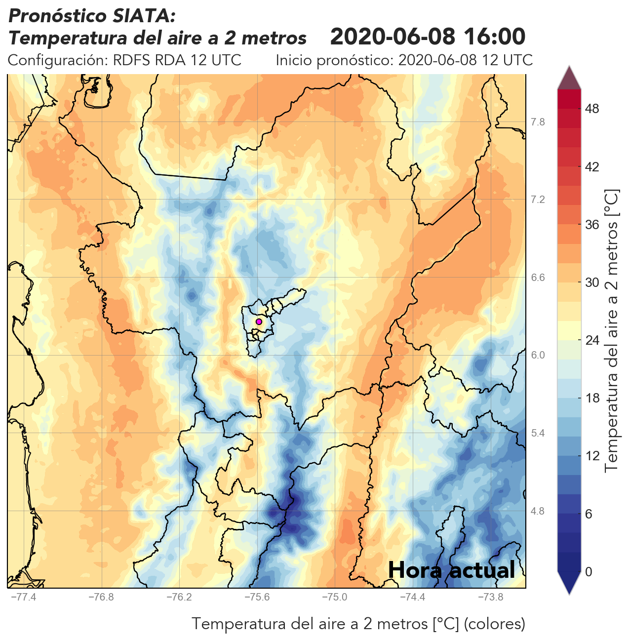 RDFS RDA (Ejecución con asimilación de datos) 12 UTC: Temperatura a 2 metros